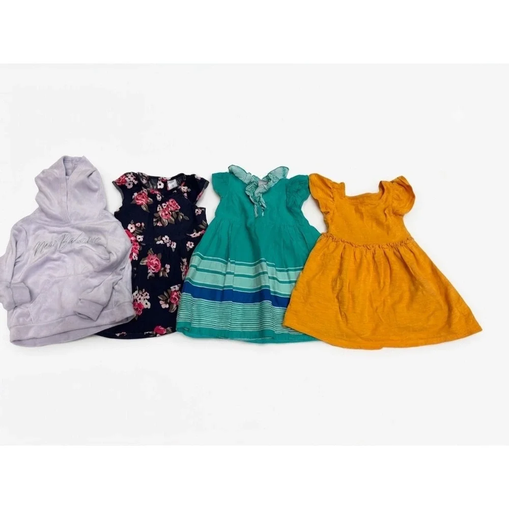28 month Girls Clothing Bundle New Balance Hoodie Floral and Solid Dresses 4pc